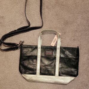 NWT Victorias Secret Chic Black and Silver Mini Tote Bag